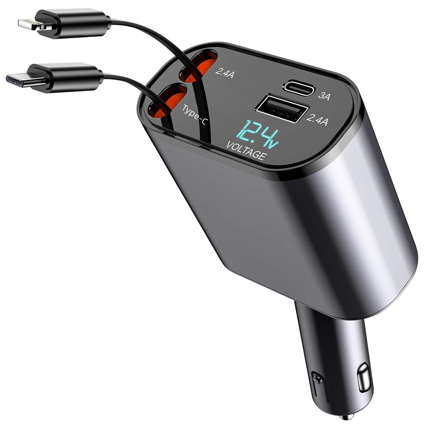 4-in-1 Car Fast Charger 120W | PD + QC | Super Fast Charging for iPhone, Samsung & Android