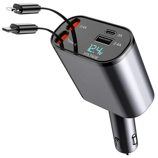 4-in-1 Car Fast Charger 120W | PD + QC | Super Fast Charging for iPhone, Samsung & Android