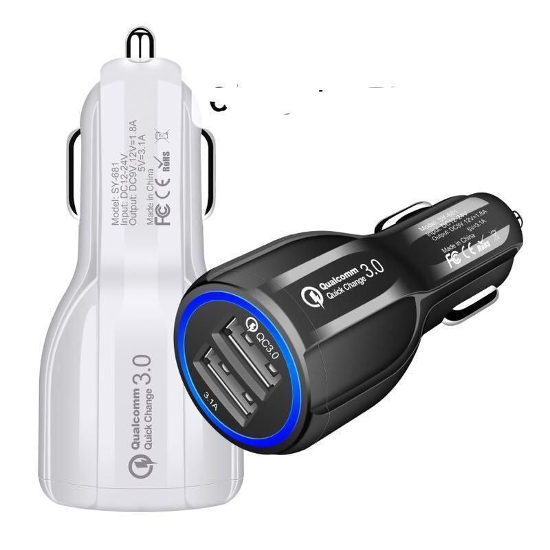 High Quality 2 USB Port Car Charger 5V 3.1A Quick Charge 3.0 Car Charger